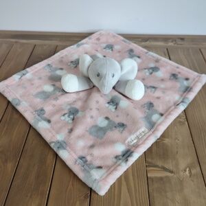 Blankets and Beyond Pink Grey Plush Elephant Baby Security Blanket